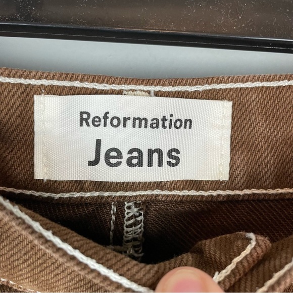 Reformation Jeans Chocolate Brown Cowboy High Rise Straight Jeans Size 25 - Picture 11 of 12